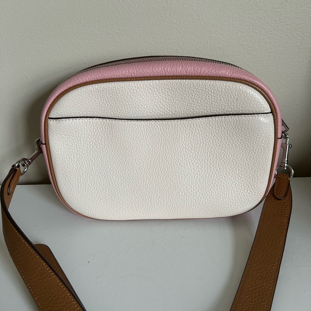 Coach Jamie Camera Bag Colorblock White Pink Pebbled Leather Crossbody Bag C9926 - Picture 2 of 8